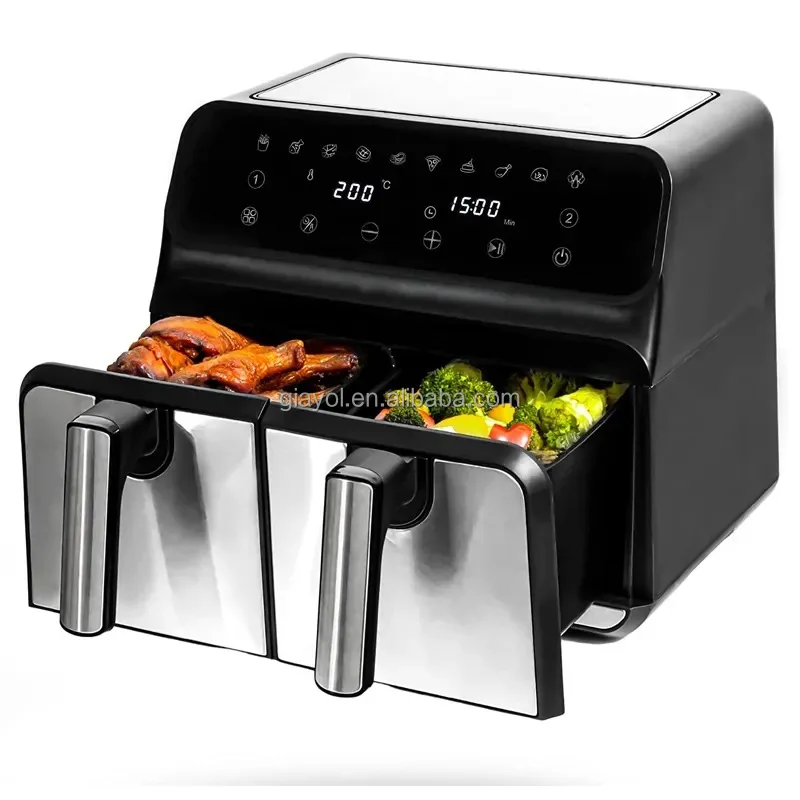 2023  dual air fryer hot selling 8 Quart, 8L 1800W~2400W 10 in1 no oil for home use 2 basket double zone air fryer