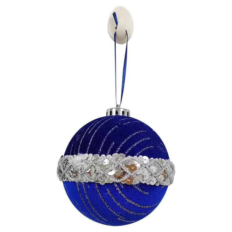 BSCI Christmas Balls Royal Blue Velvet Fabric Handmade Festival Luxury Decor High Grade Christmas Bauble