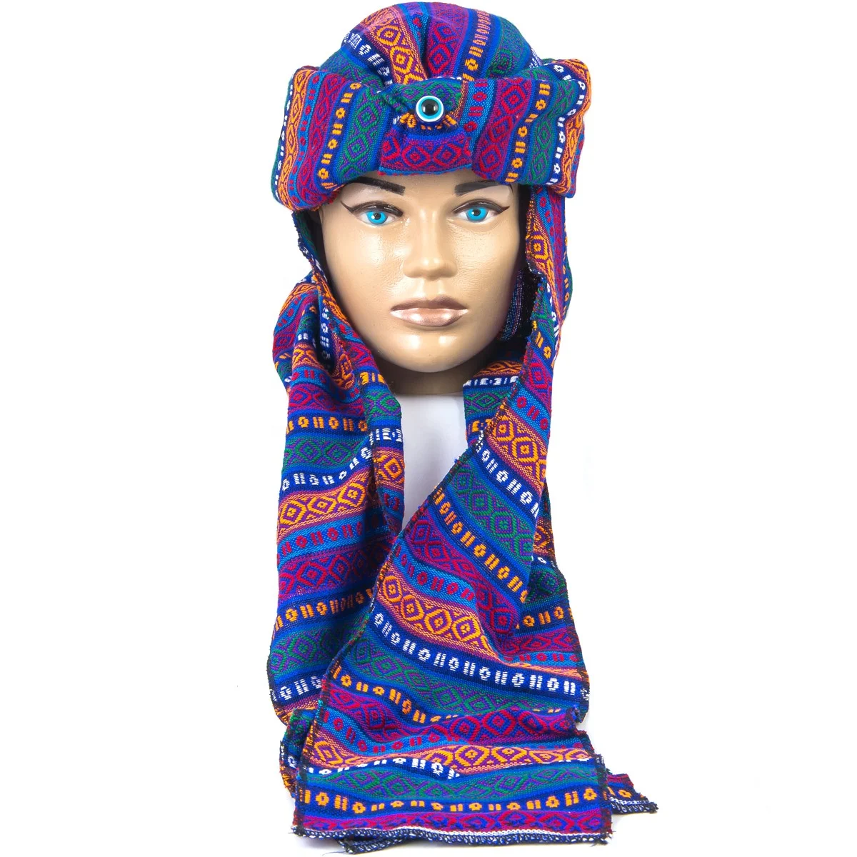 Турецкая Зимняя шляпа Kilim синего цвета с шарфом