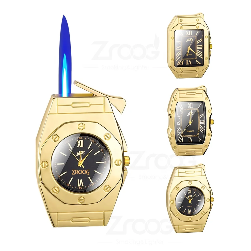 2023 New Products Clock Butane Lighter Insert Torch Butane Lighter Men Birthday Gifts