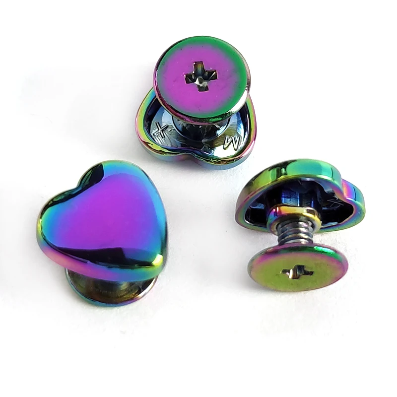 Deepeel KY621 Bag Hardware Handbag Accessories Purse Studs Button Nail Buckle Rainbow Heart Rivet Screw