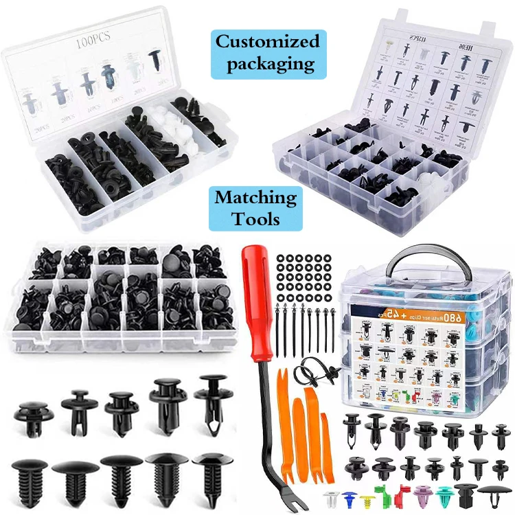 Factory supply black long screw clips black panel clips automotive plastic clips rivets universal in the car