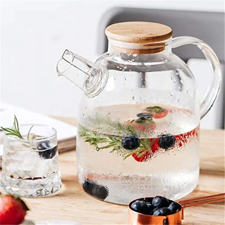 Wholesale borosilicate heat-resistant glass teapot with cork cover