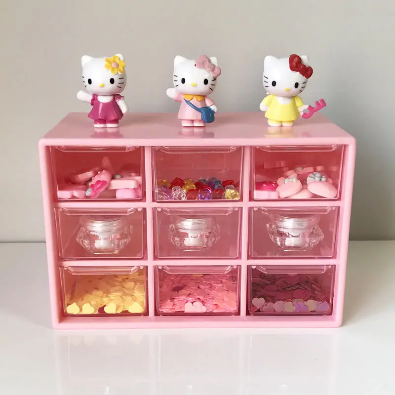 
 Настольный офисный ящик с 9 отсеками, прозрачный Пластиковый Штабелируемый ящик для хранения аксессуаров, помады, бусин, лекарств  