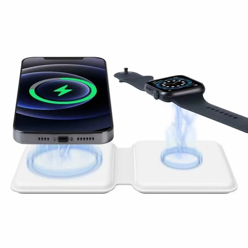 New 2 in 1 Wireless Charger For iPhone 12 Mini Pro Max Foldable Wireless Charger For Apple Watch 6 5 4 3 Charging For Airpods