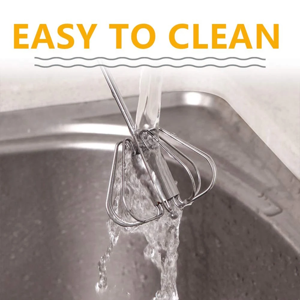 metal whisk baking whisk mini egg-whisk stainless steel semi-automatic mixer egg beater manual push rotating wihsk