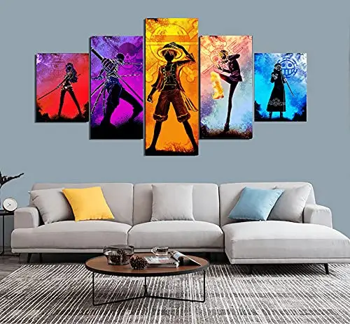 Hot sale 5 panels home decor canvas painting set Japanese style 3d anime poster wall art with stretched frame