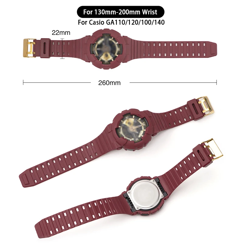 Custom Logo TPU Rubber Belts Shockproof Replacement Watch Strap Case for Casio GA110 100 120 Watch Bands