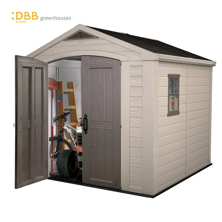 Storage Shed 4 Vents China Outdoor Plastic Frame Gray Surface Double Swing Door Garden Tool Color Feature