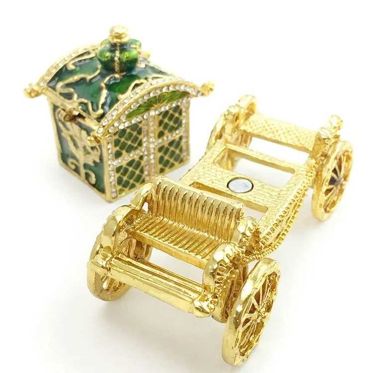 2020 Gold carriage trinket box wedding jewely ring box bejeweled trinket box bling crystal jewelry birthday gifts