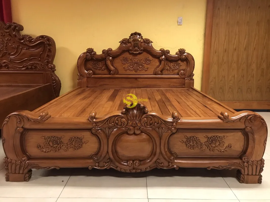 Королевская роскошная кровать/классическая двойная спальня из натурального дерева