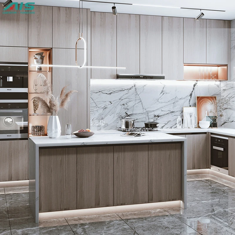 Ais Modern Kitchen Furniture Kitchen Designs Ready Made Furniture Kichen Set Gray Color U Shape Ckitchen Cabinets For Sale