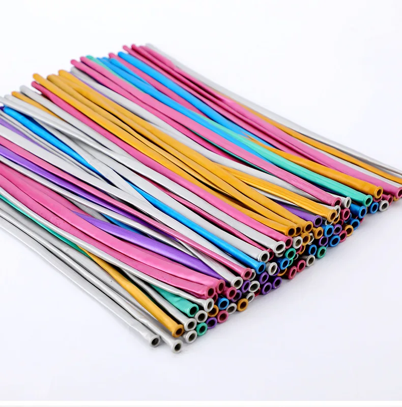 Wedding Birthday decoration 100pcs Metallic Strip balloon metal texture magic Tying Twisting Balloon Long Shape Latex Balloons