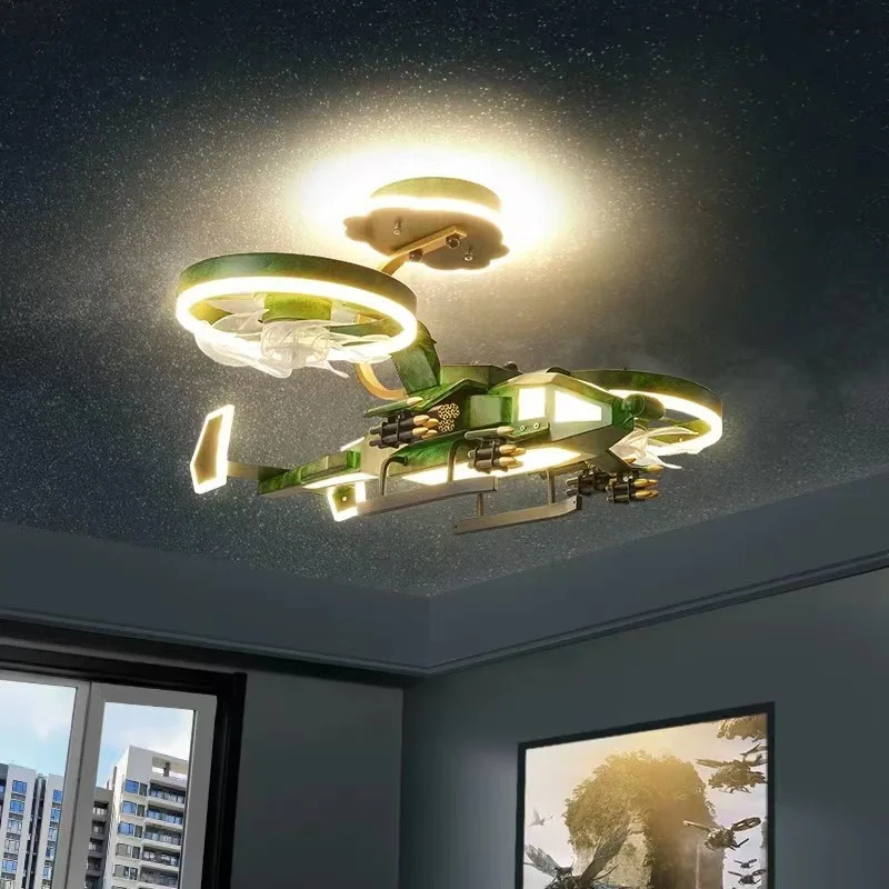 High Quality Nordic Modern Creative Airplane Bedroom Living Room Room Fan Chandelier Ceiling Lamp