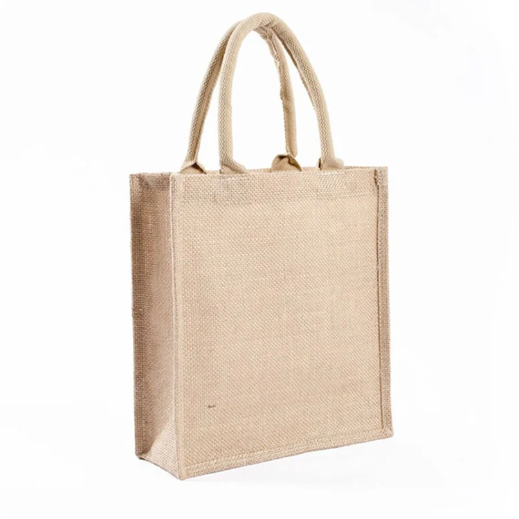Eco Friendly Logo Printed Shopping Handle Carrying Hemp Burlap Bag Promotional Reusable Recycled Custom Linen Tote Jute  bag