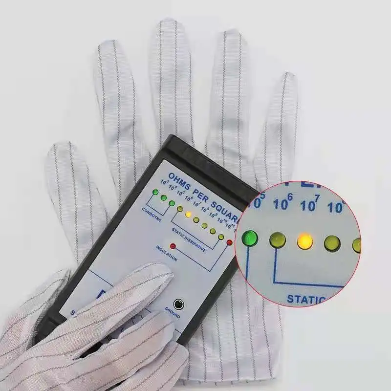 JEJOR Lint Free 5mm Stripe Polyester Knitted Cleanroom Work ESD Antistatic Hand Gloves