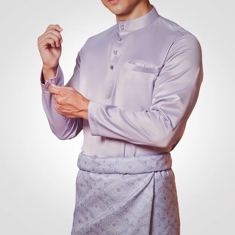 SIPO Eid Wholesale Malaysia Baju Melayu Elrah Muslim Men Set Sim-fit Satin Modern Baju Melayu