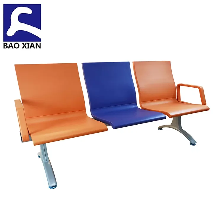 High Quality Custom Leather Metal Furniture Beauty Salon 3-Seater Reception Hospital Airport Waiting Room Chairs