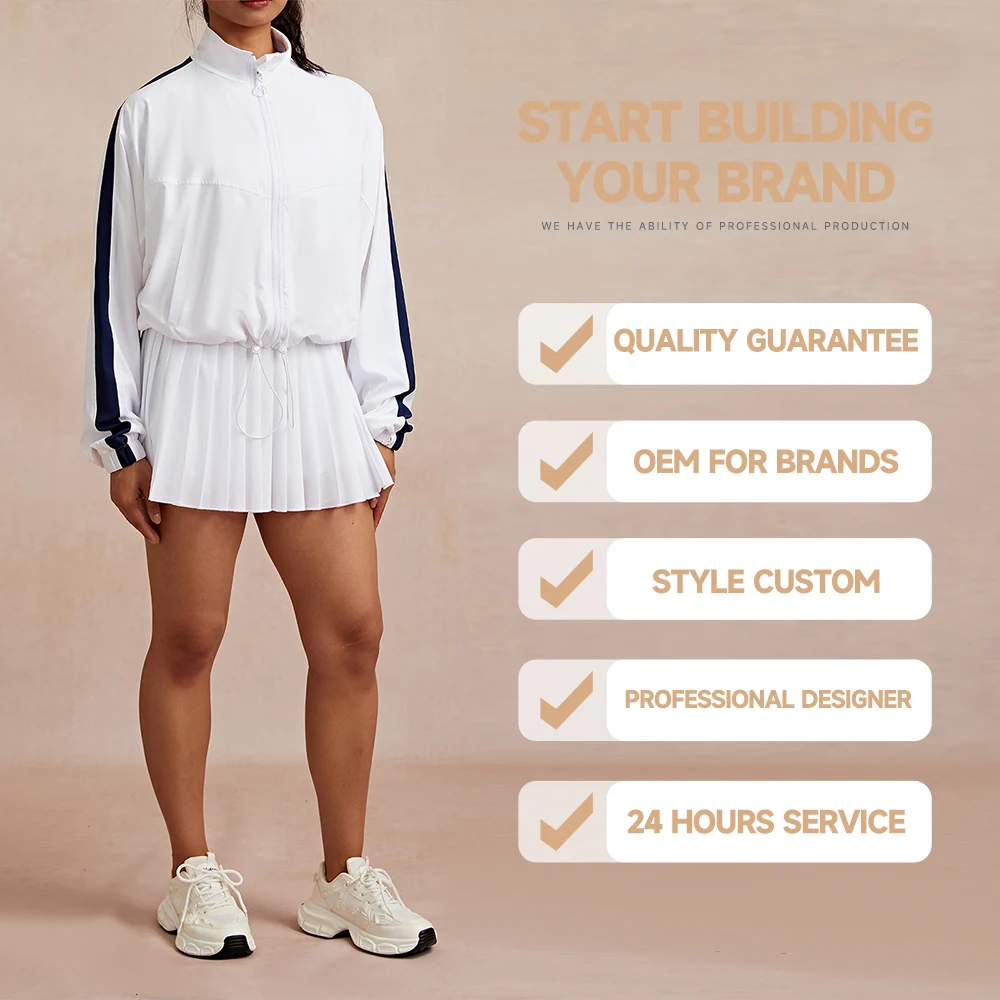 Luckpanther Adjustable Rope Buckle Full Zipper Outdoors Long-sleeved Fitness Top Gym Fitness Jacket For Tennis Golf Running