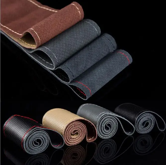 
Wholesale Universal PU Leather Hand Sewing Sewing Comfortable Universal 15 Inch Car Steering Wheel Covers 