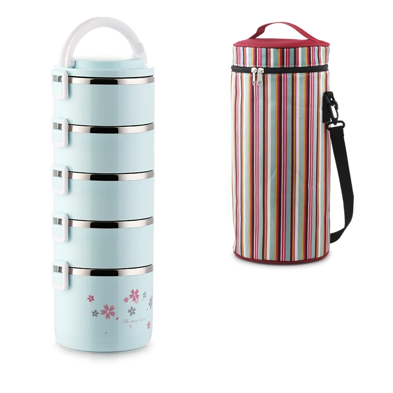 
High Capacity Stainless Steel Picnic Food Storage Container Set Portable Durable Lunch Box 5 layers & deepen bottom layer 
