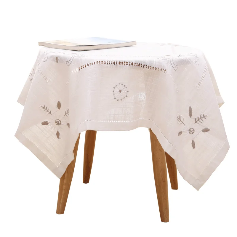 European and American style plain silk drawing literature and art fresh pastoral cotton linen embroidered tablecloth cover