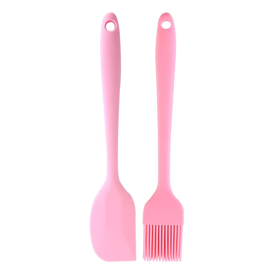 2 Pieces Food grade, Silicone Spatula Cooking Cookie Pastry Kitchen Cake Baking Butter Spatula Brush Set/