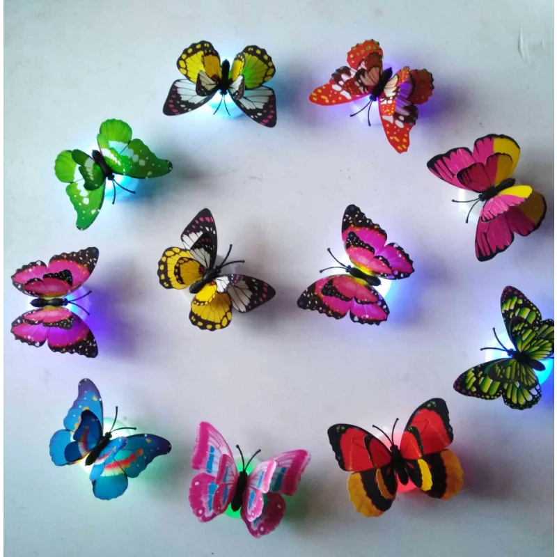 2024 Led Butterfly Decoration Night Light 3d Butterfly Sticker Wall Light For Room Garden Party Festival