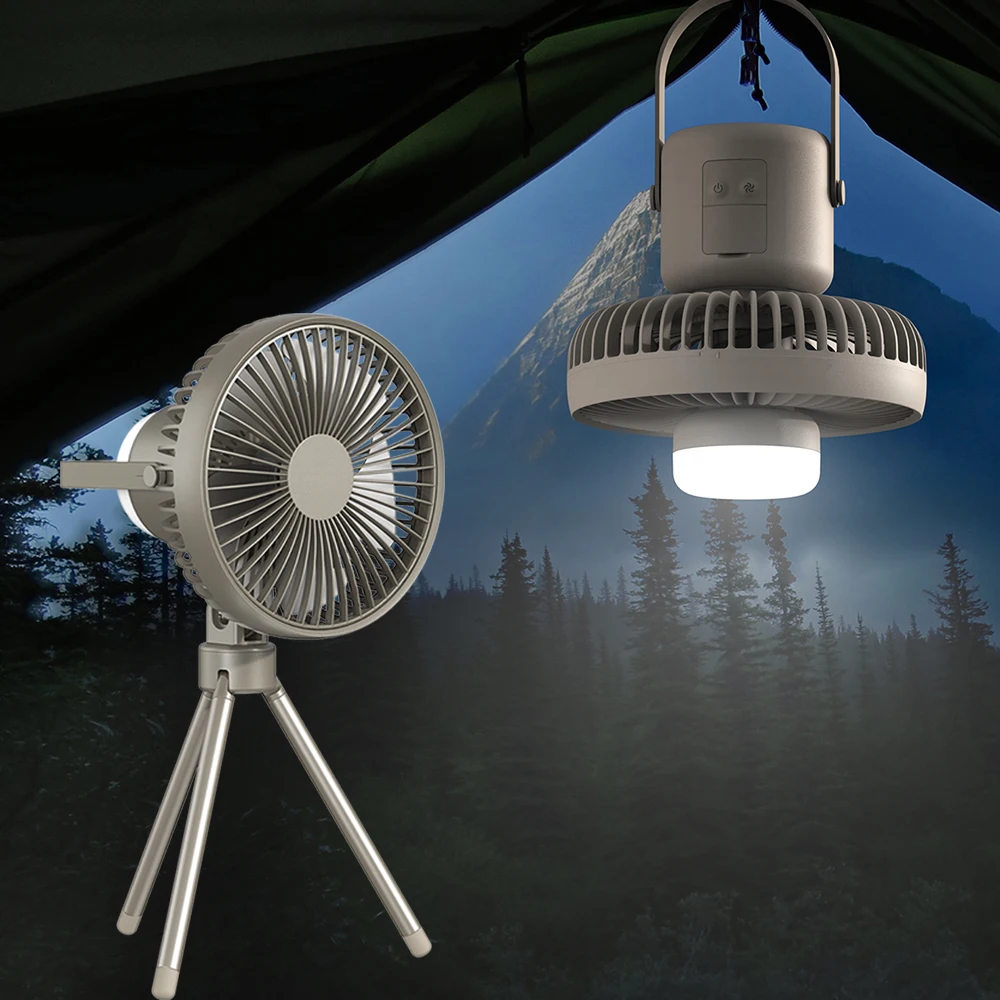 Multifunctional Celling Fan Detachable Power Bank and LED light Adjustable Night Light Outdoor Tripod Camping Fan