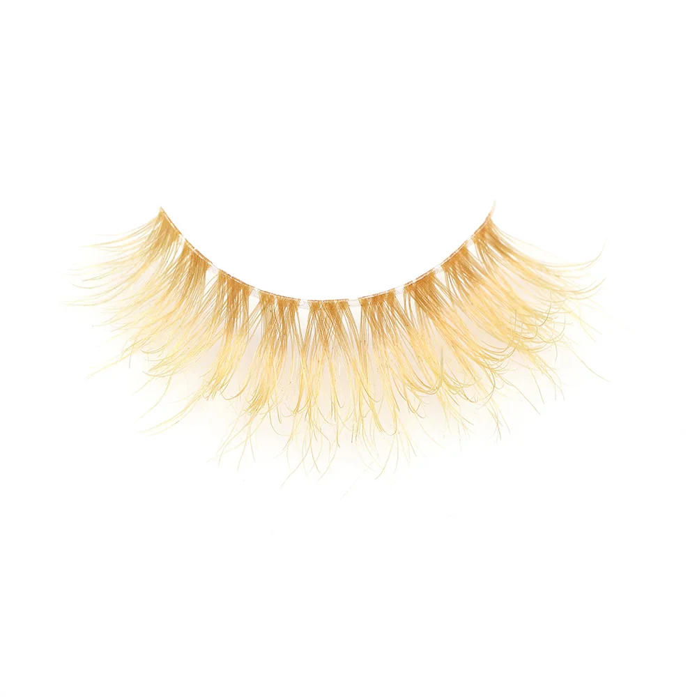 Suitable for Everyday and Party Looks Faux Mink Eyelashes Much Softer to Wear Comfortable Ruby Yellow Colored Lashes Wholesale