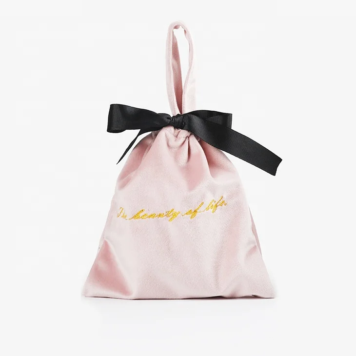 Luxury Jewelry Pouches With Custom Logo Necklace Velvet Small Drawstring Pouch Velvet Jewellery Packaging Bag