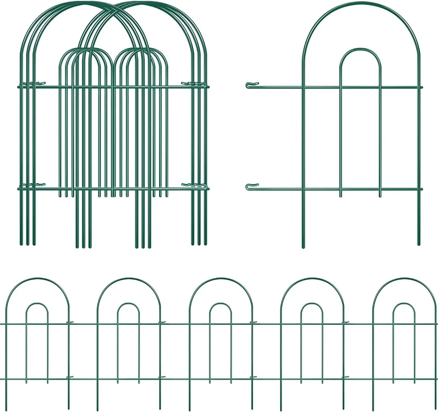 Pack of 12 small fences for gardens metal Animal Barrier decorative flower garden fencing 24 Inch x17 Inch fence for garden