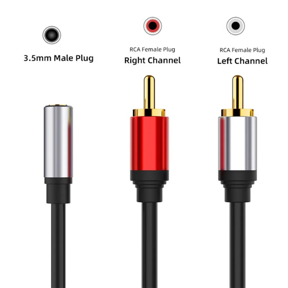 Audio cable one divided into two 3.5 female to 2rca male audio adapter cable double Lotus head subwoofer cable