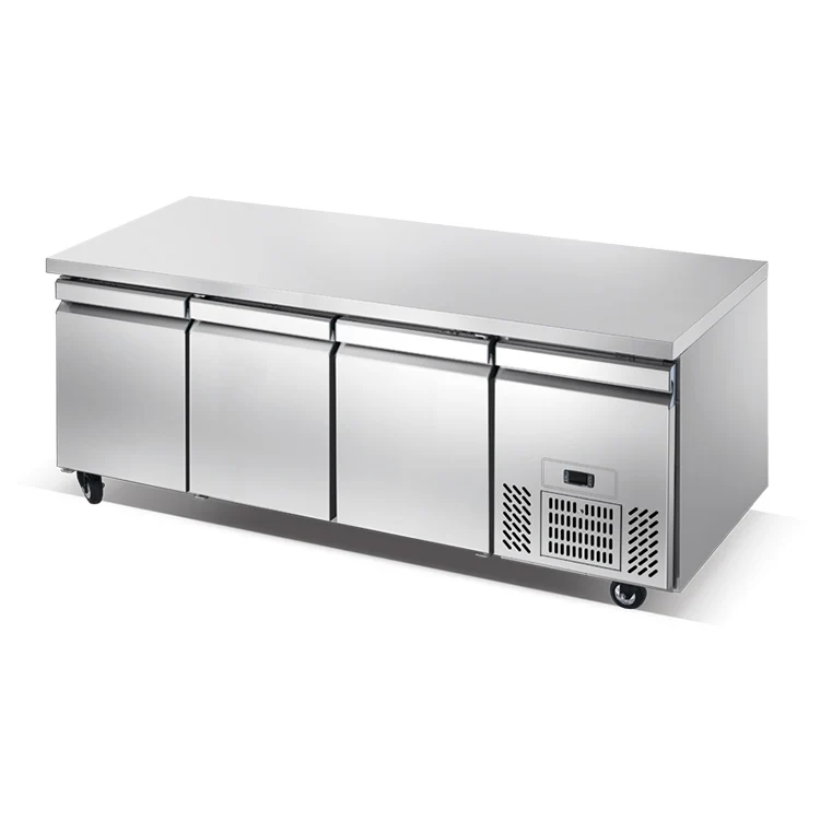 Commercial Stainless Steel Fridge Kitchen Work Bench Chiller Table Top Single-Temperature Refrigerator Under Counter Freezer