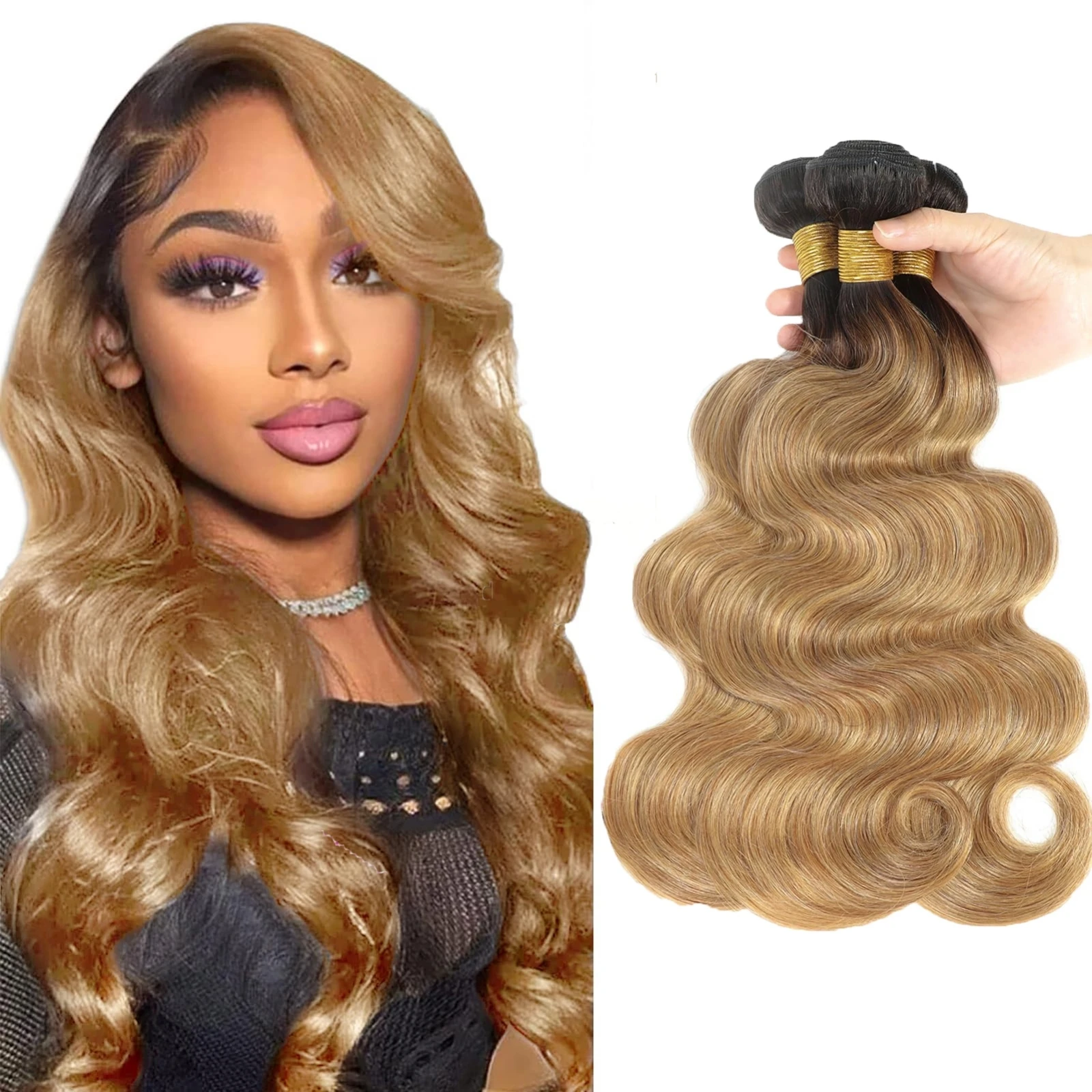 Wholesale Colored 1B/16 Body Wave Hair Extensions High Quality Hair Bundle