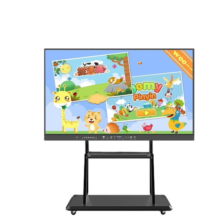 65 inch smart tv with portable wheels 4K lcd screen smart board for school class education interactive whiteboard