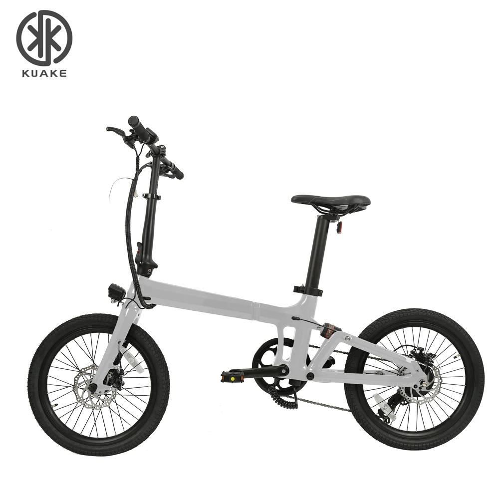 Kuake Premium Quality 36V250W Folding electric bike Rear Suspension fat tire e-bike Carbon fiber electric bicycle foldable frame