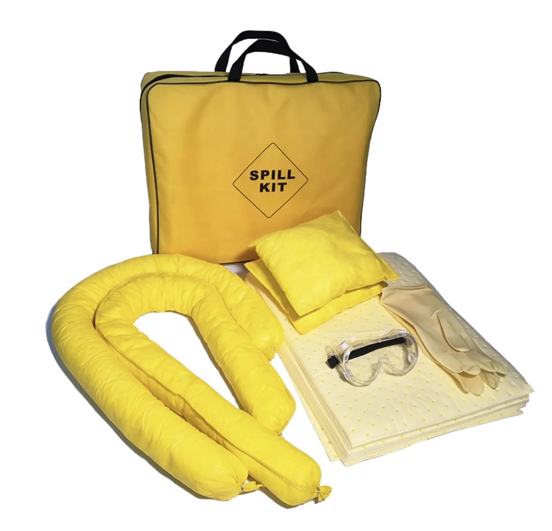 Yellow Chemical Absorbent pads spill kits 30 L capacity chemical Sorbent folded spill kit