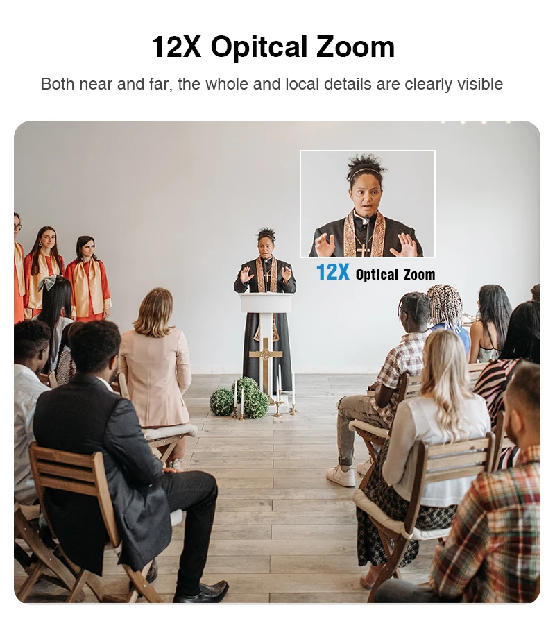 Anywii Hot 4K NDI 12X 20X Optical Zoom Video Conference Camera PTZ Broadcasting Live Streaming Camera fir church