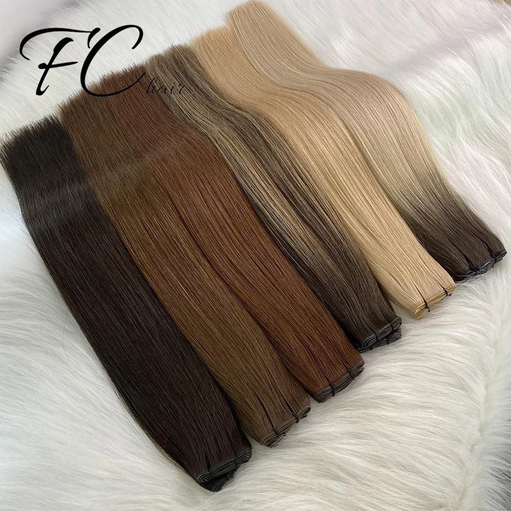genius weft hair extensions human hair 100% remy virgin russian pu skin double drawn hand tied weft hair extension