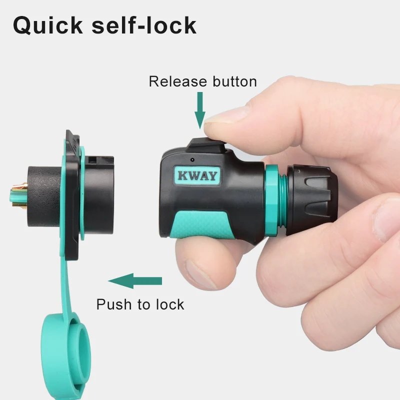 Quick lock male plug female square panel mounted socket with push press button outdoor IP68 waterproof connector M16