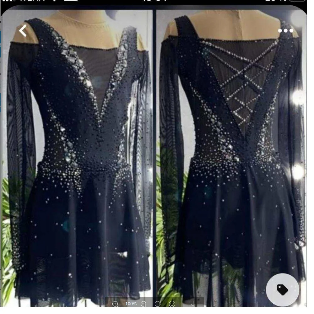 LIUHUO Ice Figure Skating Dress black Costumes Women Figure Competition Skating Dress