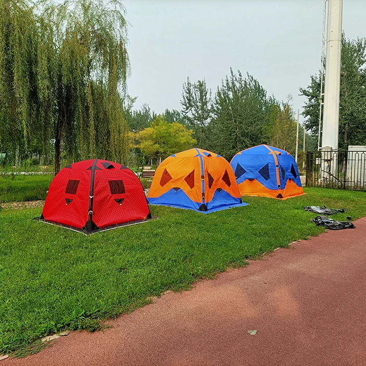 Палатка для зимней подледной рыбалки на 3 человек, изолированная Водонепроницаемая Переносная навес для подледной рыбалки, полиэфир 420D с теплым хлопком 150 г