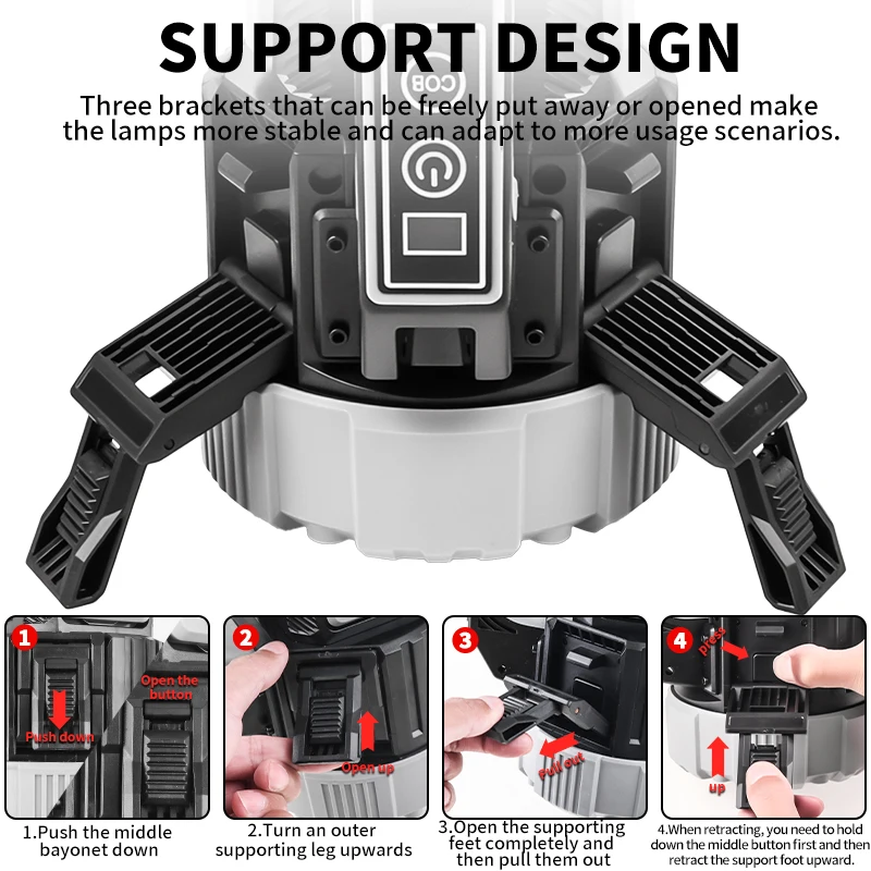 Rechargeable Working Light Portable Led Tripod Work Lamp Adjustable Work Light for Workshop Site Lighting Outdoor Camping