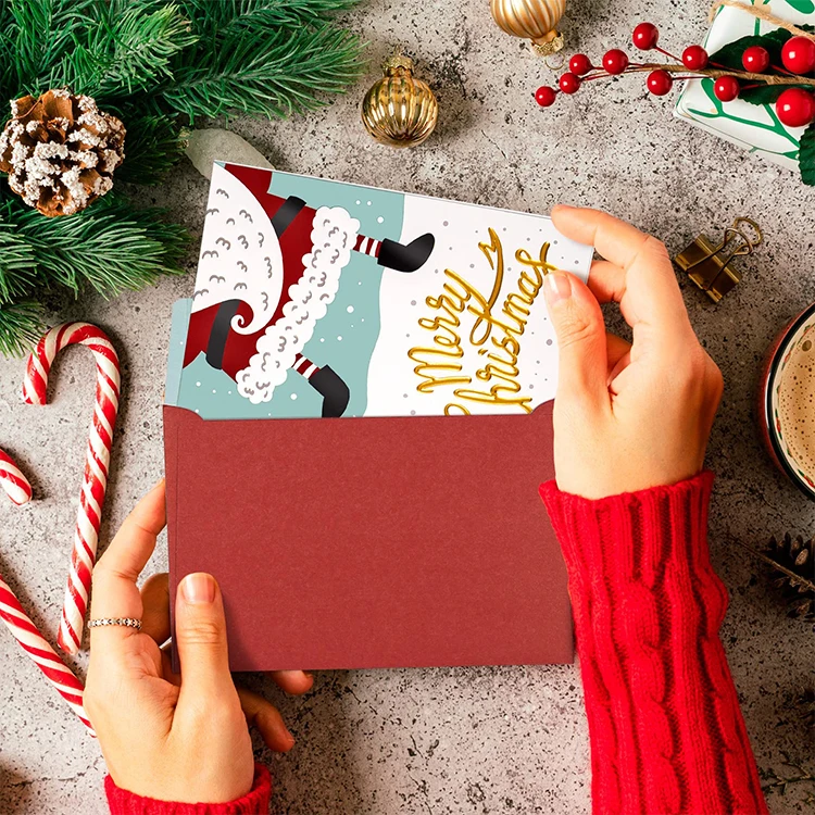 Fancy Luxury Small Wedding Invitation Thank You Gift Kraft Cardboard Custom Packaging Paper Envelope with Card Printed