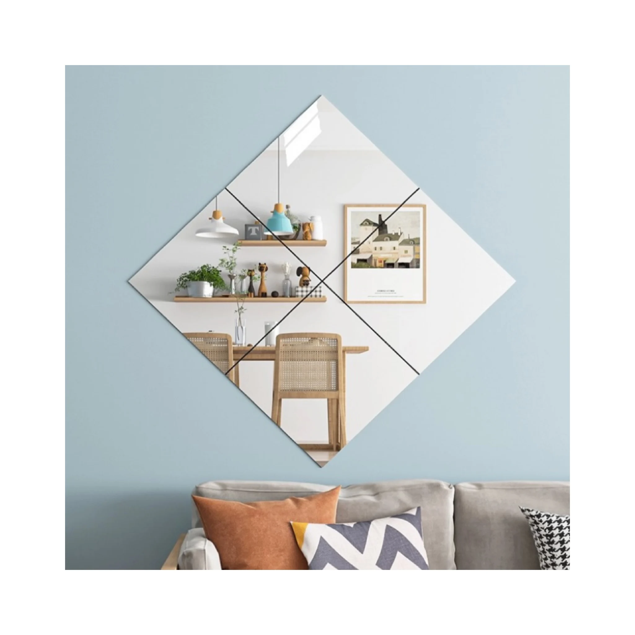 Hot Selling Ins Non Glass Wall Sticker Bathroom Dressing Mirror Stickers Plastic Paper Mirror Self Adhesive Custom Wall Mirror