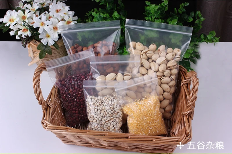 Custom Zip lock  plastic bags Clear Self sealing bags for Food storage Freezer Bags self-adhesive labels