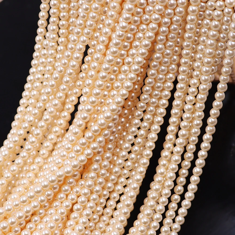 In Stock Factory Price Baroque Beads White Color 3mm Round Shape 6mm Rice Glass Pearl Loose for DIY Jewelry Making