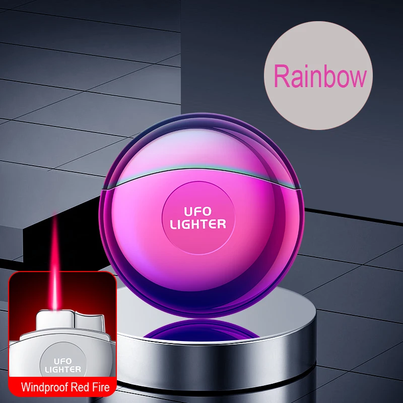 NEW Design UFO Refillable Gas Butane Torch Lighter Flame Wedding Candle lighter with Red Torch Windproof