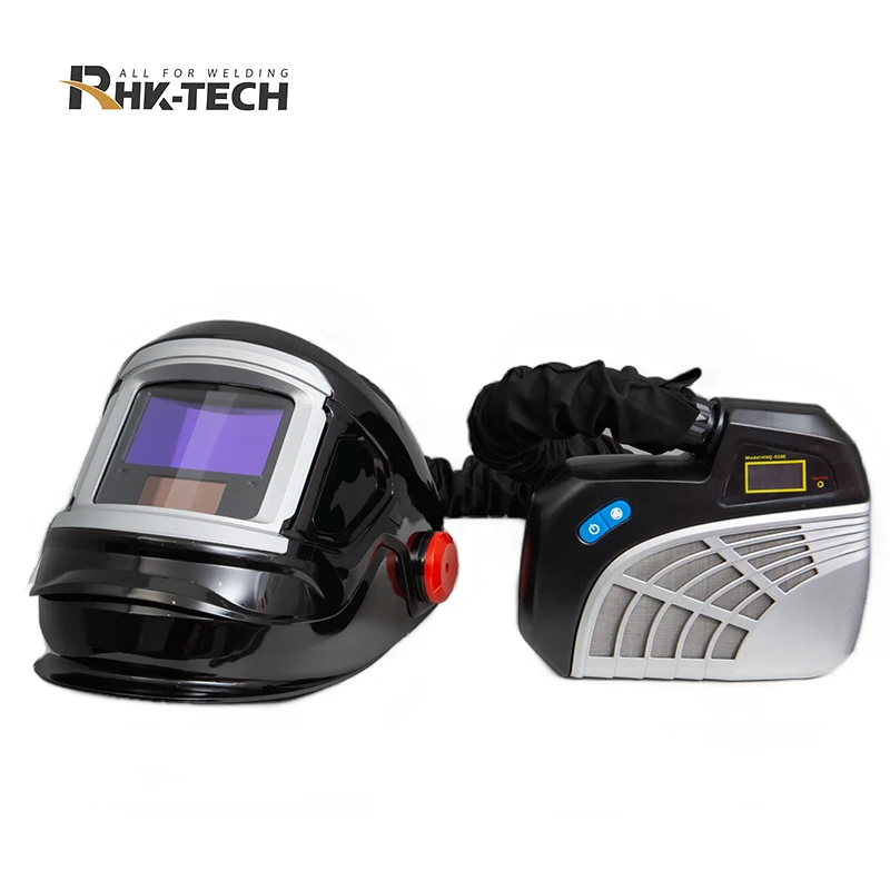 RHK TECH Industrial Safety Air Fed Ventilation Welder Mask Solar Powered Auto Darkening Air Purifying Respirator Welding Helmet